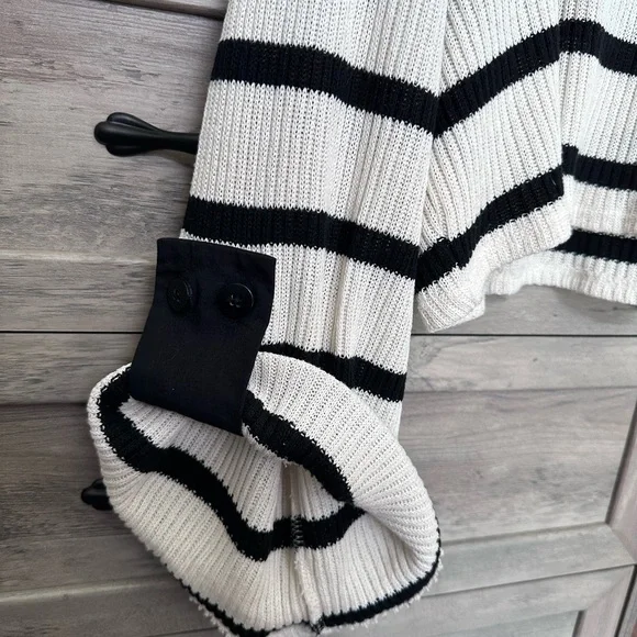 Zara Striped Black and Cream Sweater - Picture 4 of 6